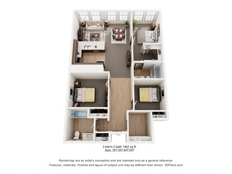 3-bedroom, 2-bathroom, 1402 Sq Ft Apartment